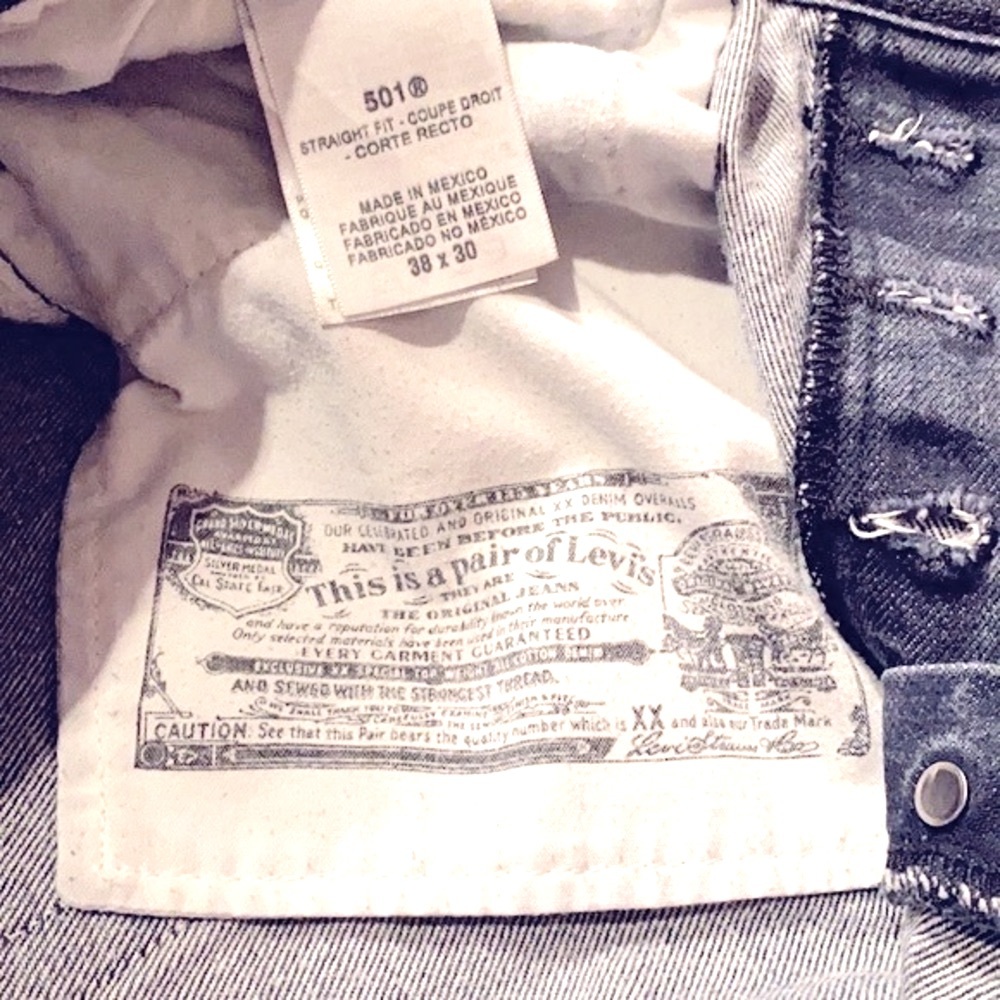 Vintage 501 Levi’s Gray/Black High Waisted Jeans, Size 16 - Picture 8 of 16